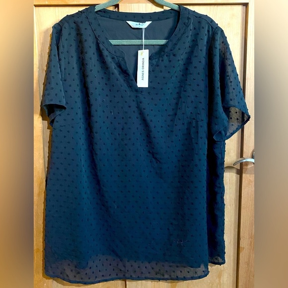 Elegant Black Sheer Polka Dot Top - Picture 6 of 11